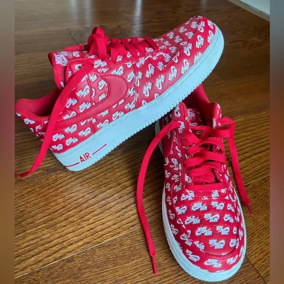 Nike | Shoes | Air Force Low 7 Qs All Over Logo Red Size 8 | Poshmark